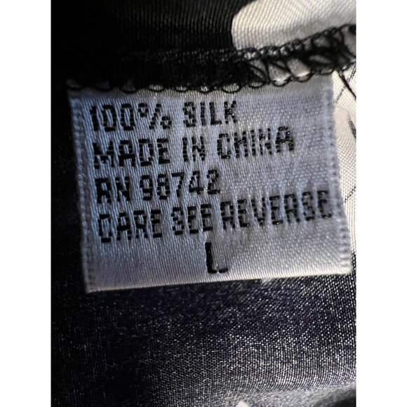 Mark Fore & Strike Women's Black & White Floral Silk Dress Size L Maxi - Picture 12 of 12